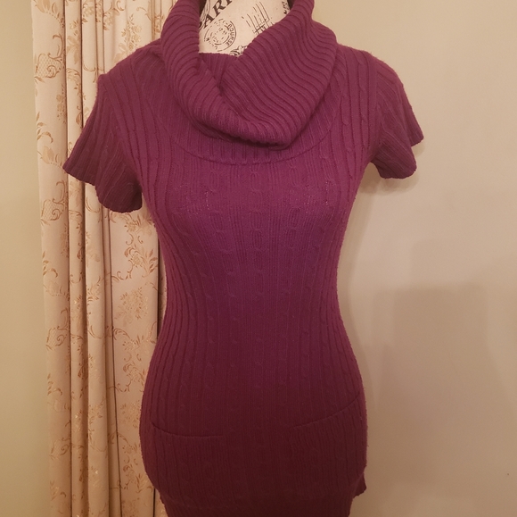 Cowl Neck Short Sleeve Sweater - Picture 1 of 4